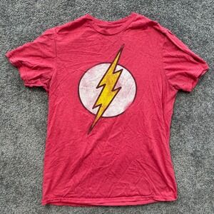 DC Comics The Flash Graphic T-Shirt Mens Medium Red Heather Lightning Bolt Logo